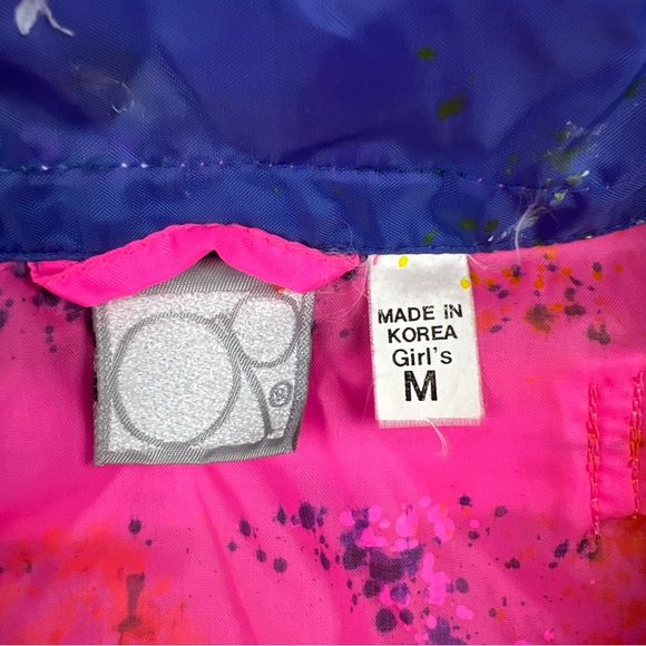 OP Ocean Pacific Hot Pink Splatter Snowboard Team Windbreaker Jacket Girl’s Med - Picture 3 of 12